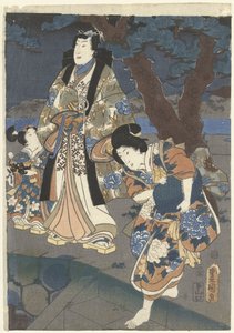 Zbieranie muszelek na plaży Akashi Akashi no ura shiogari no zu autorstwa Utagawa Kunisada (I)