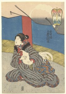 Piękności na walce kogutów Bijin toriawase (tytuł na obiekcie) autorstwa Utagawa Kunisada (I)