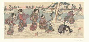 rzucanie śnieżkami autorstwa Utagawa Kunisada (I)