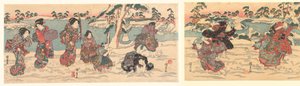 rzucanie śnieżkami autorstwa Utagawa Kunisada (I)