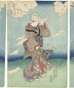 Burzliwy dzień na rzece Sumida Osiem widoków Edo (tytuł serii) autorstwa Utagawa Kunisada (I)