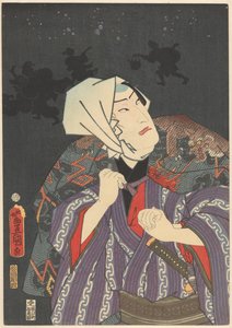 Tokijirô w płaszczu strażackim autorstwa Utagawa Kunisada (I)