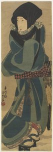 (Kobieta w płaszczu i kapturze), ok. godz. 1830-1844 autorstwa Utagawa Kunisada