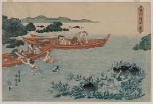 Abalone Divers u wybrzeży Ise, z serii krajobrazów bez tytułu autorstwa Utagawa Kunisada