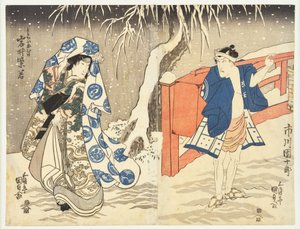 Potajemne spotkanie na śniegu autorstwa Utagawa Kunisada