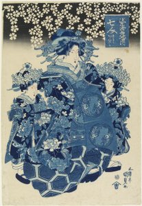 Jedna z siedmiu pięknych kurtyzan z domu Ebiya, ok. 1808-1829 r. autorstwa Utagawa Kunisada