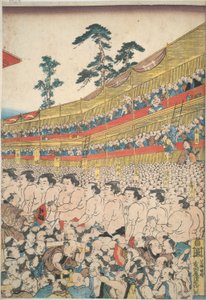 Zdjęcia z Wielkiego Festiwalu Sumo autorstwa Utagawa Kunisada