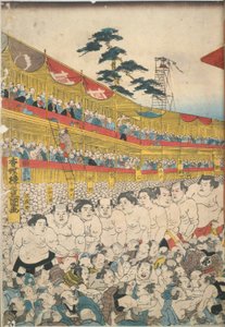 Zdjęcia z Wielkiego Festiwalu Sumo autorstwa Utagawa Kunisada