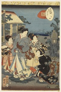 Scena z Opowieści Genji autorstwa Madame Murasaki, 1856