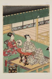 Piąty miesiąc (Satsuki) (kolorowy drzeworyt) autorstwa Utagawa Kunisada