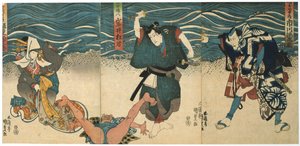 Scena teatralna, 1844 autorstwa Utagawa Kunisada