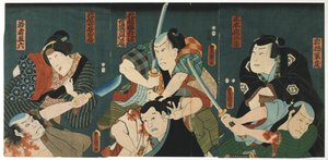 Scena teatralna, 1844 autorstwa Utagawa Kunisada