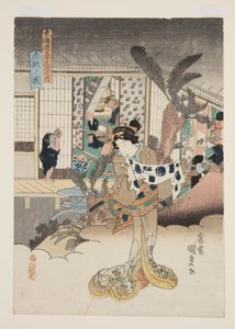 Widok Akasaki (Akasaka no zu) (kolorowy drzeworyt) autorstwa Utagawa Kunisada