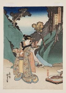 Widok Okabe (Okabe no zu) (kolorowy drzeworyt) autorstwa Utagawa Kunisada