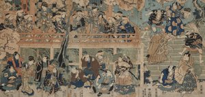 Demonstracja Kagamiyamy (kolorowy drzeworyt na płycie) autorstwa Utagawa Kunisada III