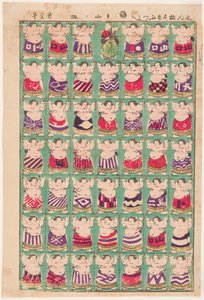 Zapaśnicy sumo. Rycina Utagawa Kunisada II (1823-1880) autorstwa Utagawa Kunisada II