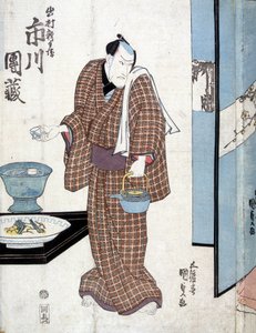 Japończyk zamierzający serwować herbatę - autorstwa Kounisada autorstwa Utagawa Kunisada II