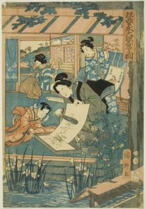 Wielki dobrobyt na farmie jedwabiu (Kaikoya Daihanjono Zu) autorstwa Utagawa Kunisato