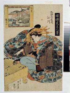 Egawa z Maruebiya House (seria o kurtyzanach uosabiająca 8 widoków Japonii). Egawa z Maruebiya House (z serii Kurtyzany uosabiające osiem widoków Japonii). Rycina Utagawy Yasugoro Kuniyasu (1794-1832), ok. 1820 r. Ukiy