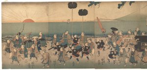 Chłopcy odgrywający procesję daimyō autorstwa Utagawa Kuniyoshi