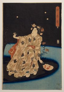 Łapanie świetlików w wieczornym chłodzie autorstwa Utagawa Kuniyoshi