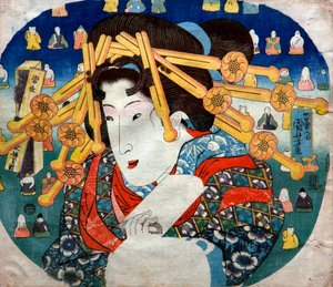 Seria kurtyzana: Współczesne trzy trudności dla kobiet (Tōsei sanpukutsui), ok.1833 autorstwa Utagawa Kuniyoshi