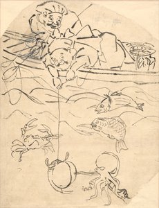 Daikoku i Ebisu, dwaj z siedmiu bogów szczęścia autorstwa Utagawa Kuniyoshi