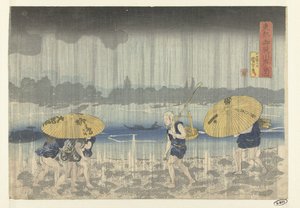 Brzeg rzeki Onmaya we wschodniej stolicy Toto Onmayagashi no zu (tytuł na obiekcie) autorstwa Utagawa Kuniyoshi