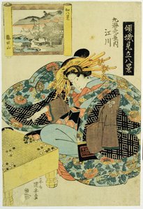 Egawa z Domu Maruebiya, ilustracja z cyklu "Kurtyzany uosabiające osiem widoków Japonii", ok. 1829 (kolorowy drzeworyt) autorstwa Utagawa Kuniyoshi