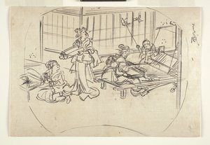 Hataori (tkanie na krośnie) ok. 1840 r. (atrament na papierze) autorstwa Utagawa Kuniyoshi