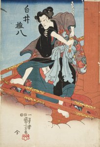 Iwai Hanshirō V in der Rolle des Shirai Gonpachi autorstwa Utagawa Kuniyoshi