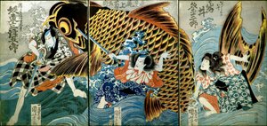 Iwai Kumesaburō II jako Katsushika no Ojū autorstwa Utagawa Kuniyoshi