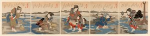 Low Tide at Susaki - A Set of Five (Shiohi goban no uchi) autorstwa Utagawa Kuniyoshi