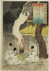 Onanatomi no Yoshinobu Ason, z serii „Wiersze finansowane przez poetów finansowanych (Hyakunin Isshu no Uchi)” autorstwa Utagawa Kuniyoshi