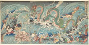 Odzyskanie skradzionego klejnotu z pałacu Smoczego Króla autorstwa Utagawa Kuniyoshi