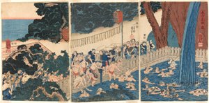 Wodospad Roben na górze Oyama (Oyama Roben no taki) autorstwa Utagawa Kuniyoshi