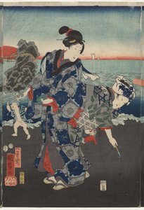 Wschód słońca w zatoce Futami autorstwa Utagawa Kuniyoshi