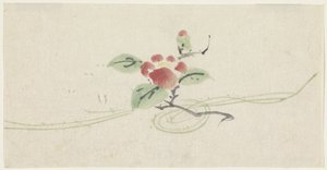 Gałązka z czerwoną kamelią autorstwa Utagawa Kuniyoshi