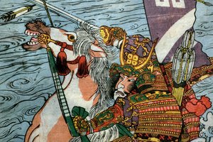 Te kara t et Uji Rzeka (figura bitwy pod Ujigawą), ok. godz. 1831-32 autorstwa Utagawa Kuniyoshi