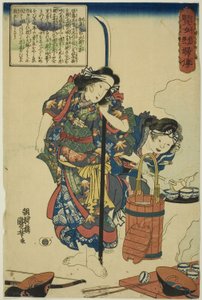 Żona Izumi no Saburo Tadahira, z serii Żywoty mądrych i bohaterskich kobiet (Kenjo reppu den) autorstwa Utagawa Kuniyoshi