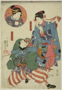 Tea C i rs Zespół Sake Doctor As Tea Houser (Zbieracz herbaty) Uzaemon Ichimura Monkey T Liner (Wycieczka po małpach) Idea Onoe Kikukoro I As Umegae t) autorstwa Utagawa Kuniyoshi