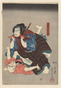 Torii Matasuke podcina sobie gardło autorstwa Utagawa Kuniyoshi