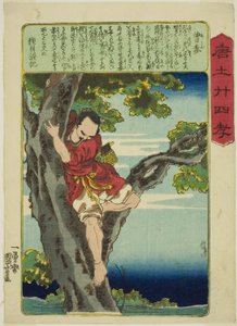 Zeng Shen (So Shin), z serii „Dwadzieścia cztery wzorce synowskiej pobożności w Chinach (Morokoshi nijushiko)” autorstwa Utagawa Kuniyoshi