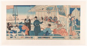 Hande l Shui w Ameryce w Jokohamie Yokohama Ijin Shokan no Zu autorstwa Utagawa Sadahide