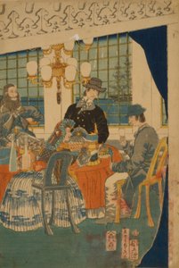 Salon zagranicznego domu kupieckiego w Jokohamie, 1861 autorstwa Utagawa Sadahide