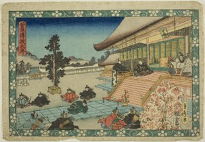 Scena otwierająca (Daijo), z serii "Sekrety Sugawary (Sugawara denju)" autorstwa Utagawa Sadahide