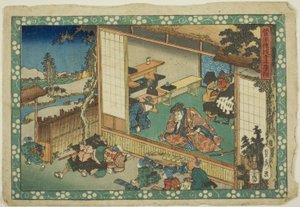 Scena w wiejskiej szkole (Terakoya), z serii "Sekrety Sugawary (Sugawara denju)" autorstwa Utagawa Sadahide