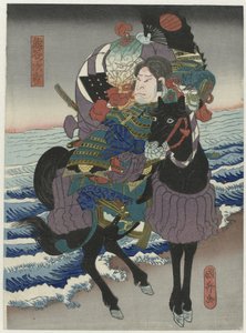 Nakamura Utaemon IV jako Kumagai Jirô w het toneelstuk „Ichinotani futaba gunki”, Teatr Naka