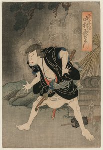 Nakamura Utaemon IV jako Ono Sadakuro w akcie 5 Kanadehon Chushingura, Teatr Naka