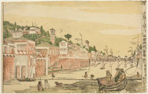 Wędkarstwo (Senadori no zu), z cyklu „Obrazy z perspektywy holenderskiej (Oranda uki-e)” autorstwa Utagawa Toyoharu